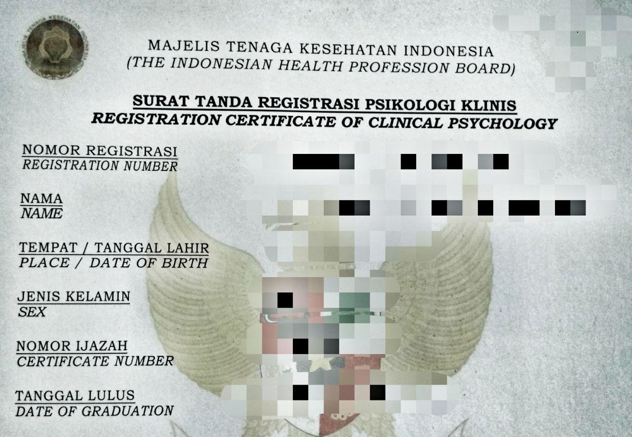 Mengapa Psikolog Klinis harus memiliki STR?