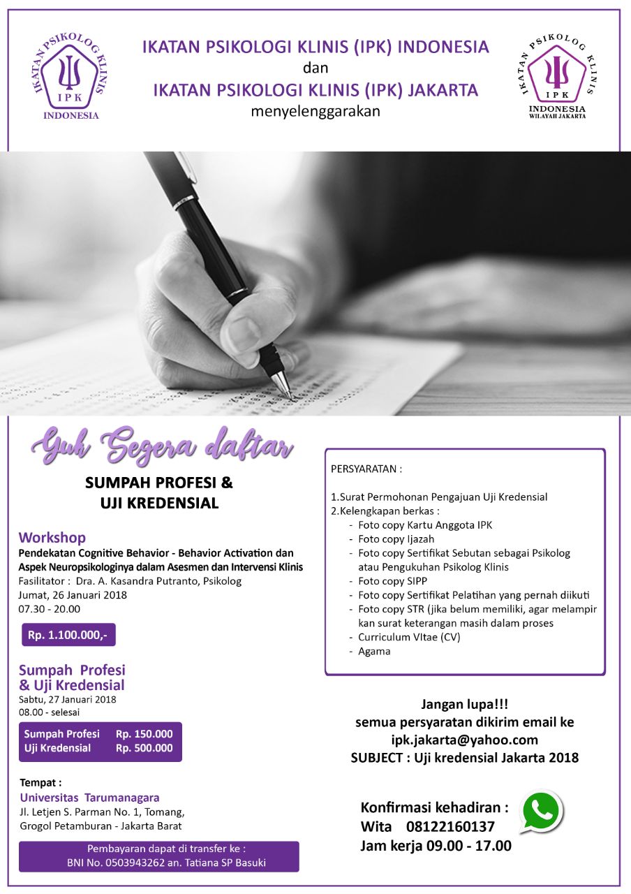 Sumpah Profesi dan Uji Kredensial IPK Jakarta Januari 2018