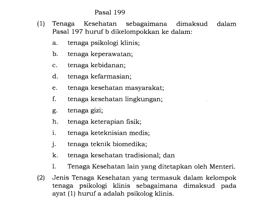 psikolog klinis adalah tenaga kesehatan