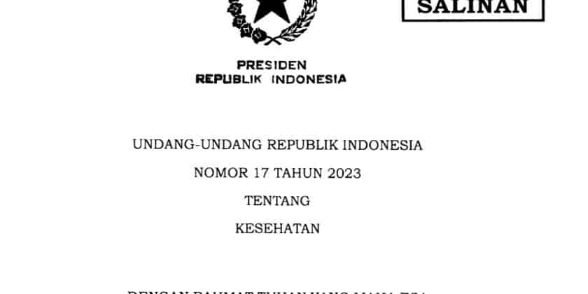 Undang-Undang No. 17 Tahun 2023 Tentang Kesehatan