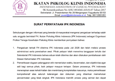 Pernyataan Resmi IPK Indonesia mengenai Penanganan Pengaduan Masyarakat terhadap FH